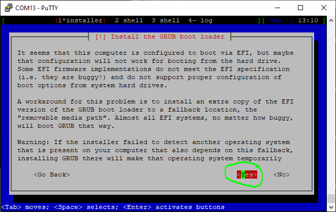 Installer question about GRUB removable media path