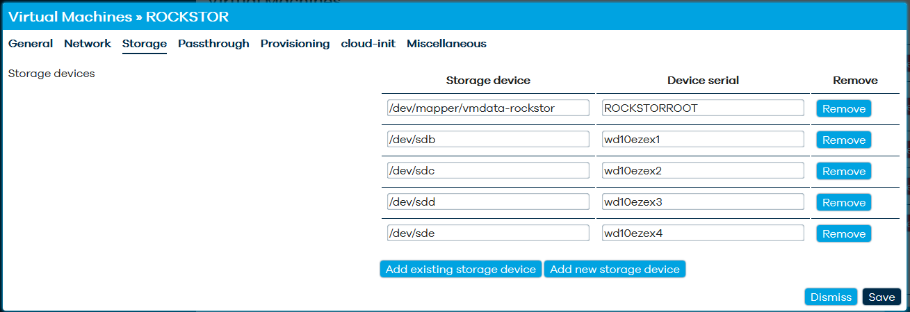 Rockstor device serial